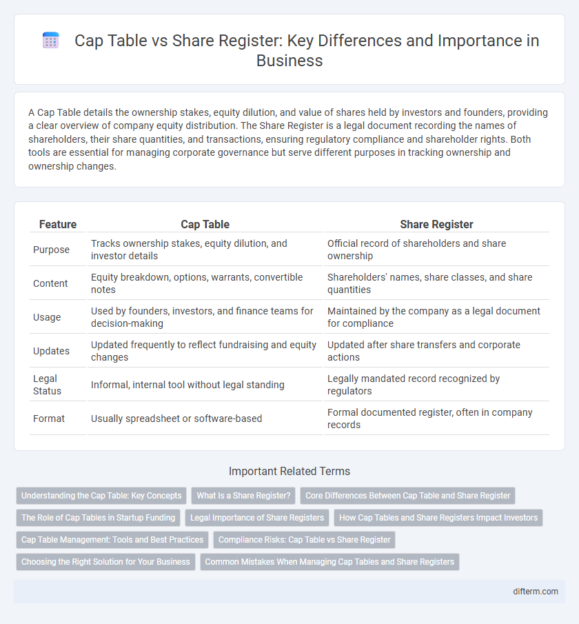 Cap Table vs Share Register: Key Differences and Importance in Business