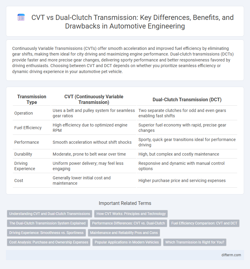 CVT vs Dual-Clutch Transmission: Key Differences, Benefits, and Drawbacks in Automotive Engineering