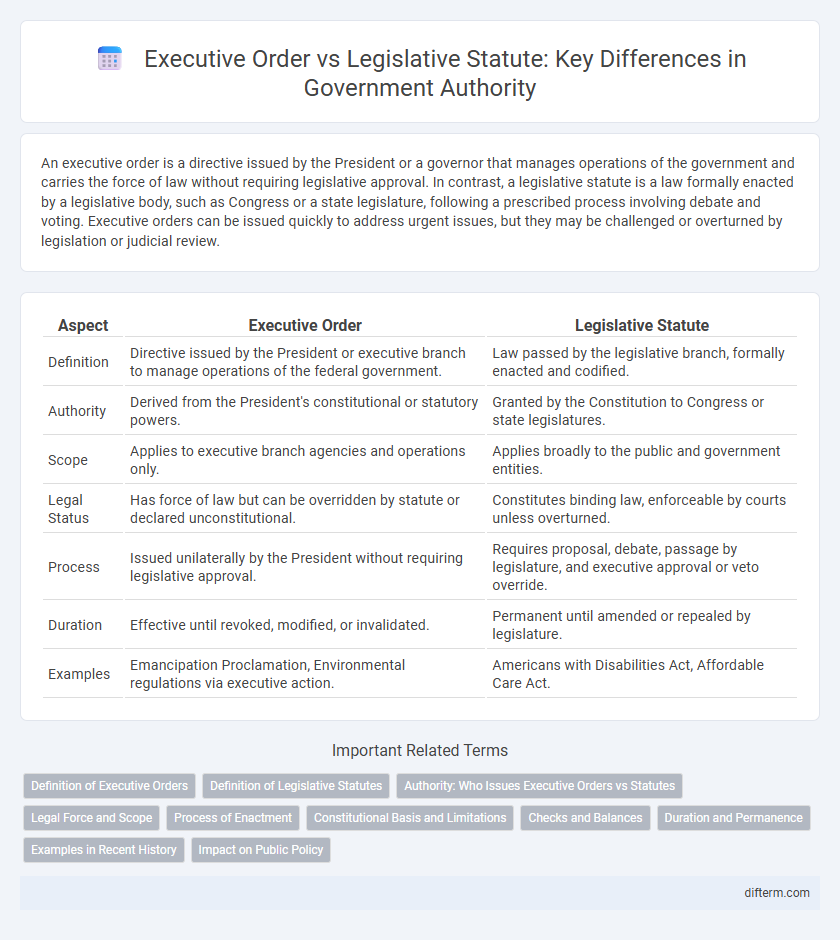 Executive Order vs Legislative Statute: Key Differences in Government Authority