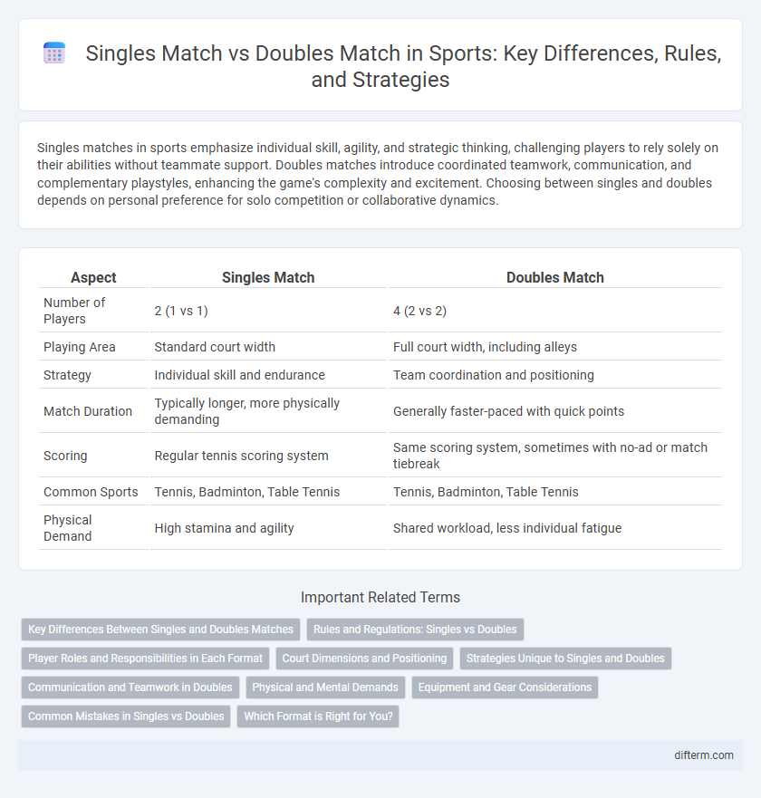 Singles Match vs Doubles Match in Sports: Key Differences, Rules, and Strategies