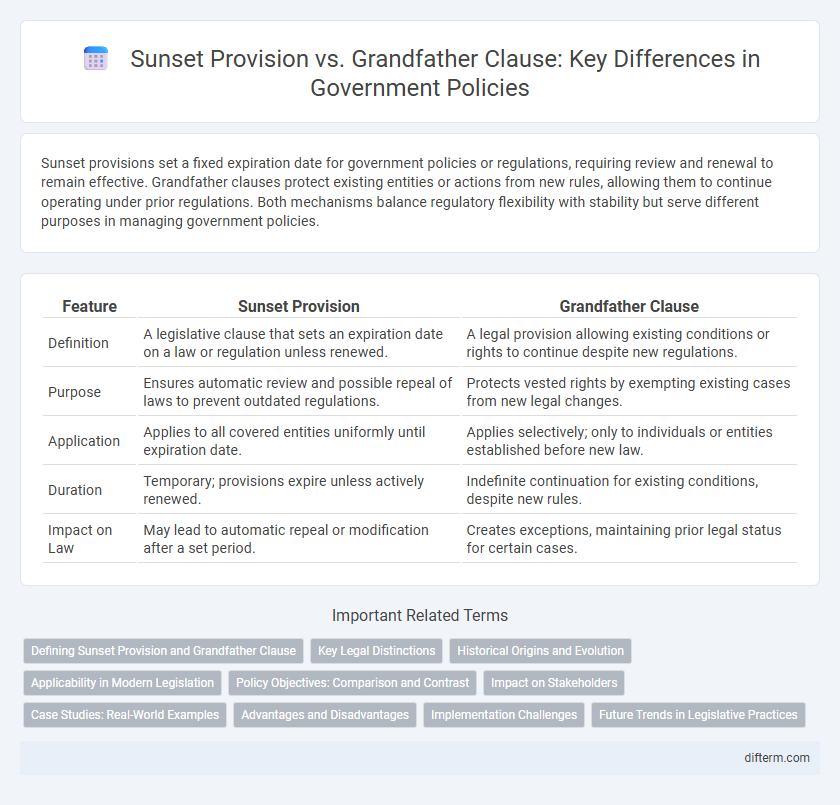 Sunset Provision vs. Grandfather Clause: Key Differences in Government Policies