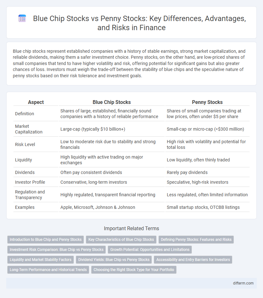 Blue Chip Stocks vs Penny Stocks: Key Differences, Advantages, and Risks in Finance