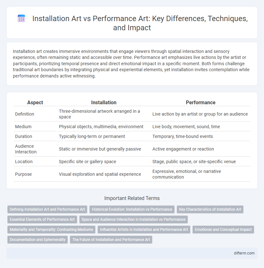 Installation Art vs Performance Art: Key Differences, Techniques, and Impact