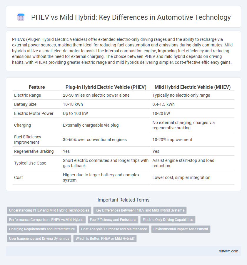 PHEV vs Mild Hybrid: Key Differences in Automotive Technology