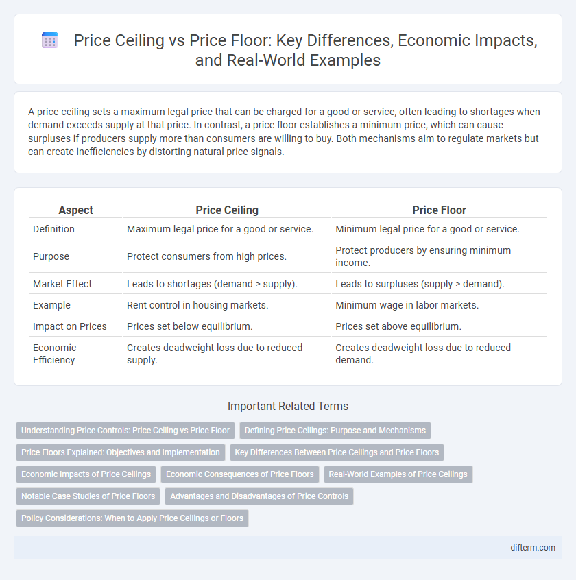 Price Ceiling vs Price Floor: Key Differences, Economic Impacts, and Real-World Examples