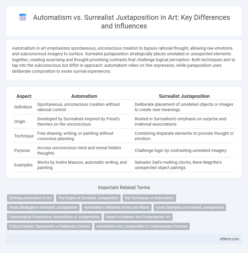 Automatism vs. Surrealist Juxtaposition in Art: Key Differences and Influences