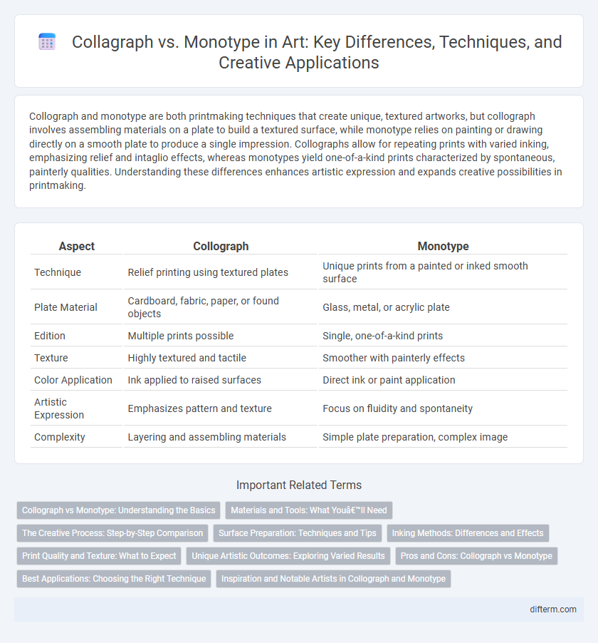 Collagraph vs. Monotype in Art: Key Differences, Techniques, and Creative Applications