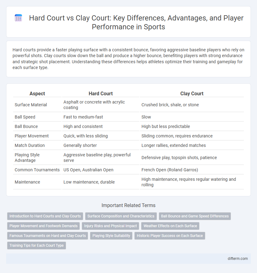 Hard Court vs Clay Court: Key Differences, Advantages, and Player Performance in Sports