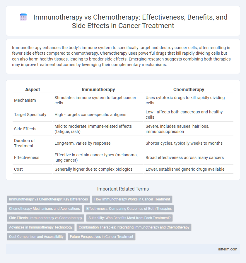 Immunotherapy vs Chemotherapy: Effectiveness, Benefits, and Side Effects in Cancer Treatment