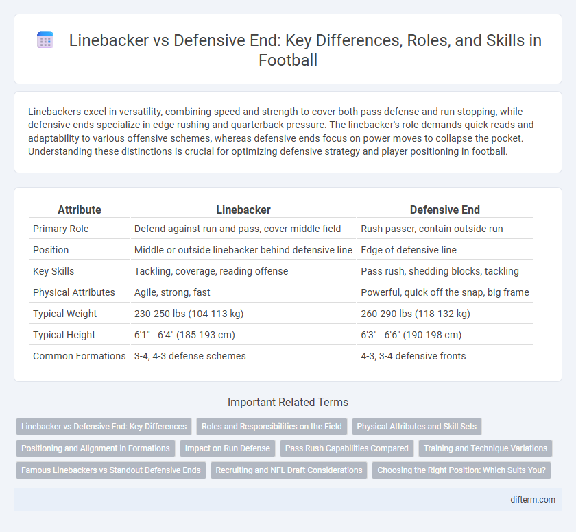 Linebacker vs Defensive End: Key Differences, Roles, and Skills in Football