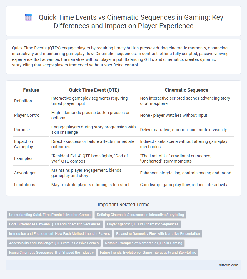 Quick Time Events vs Cinematic Sequences in Gaming: Key Differences and Impact on Player Experience