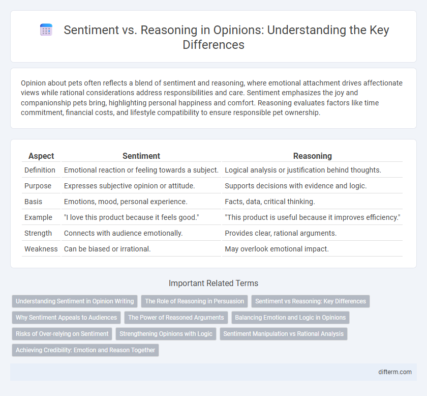 Sentiment vs. Reasoning in Opinions: Understanding the Key Differences