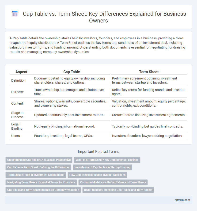Cap Table vs. Term Sheet: Key Differences Explained for Business Owners
