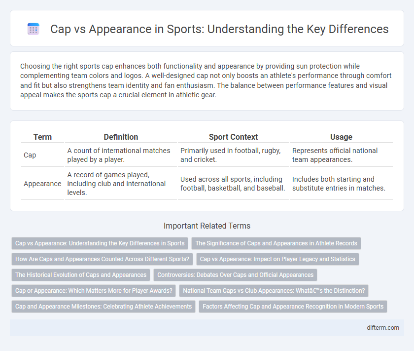 Cap vs Appearance in Sports: Understanding the Key Differences