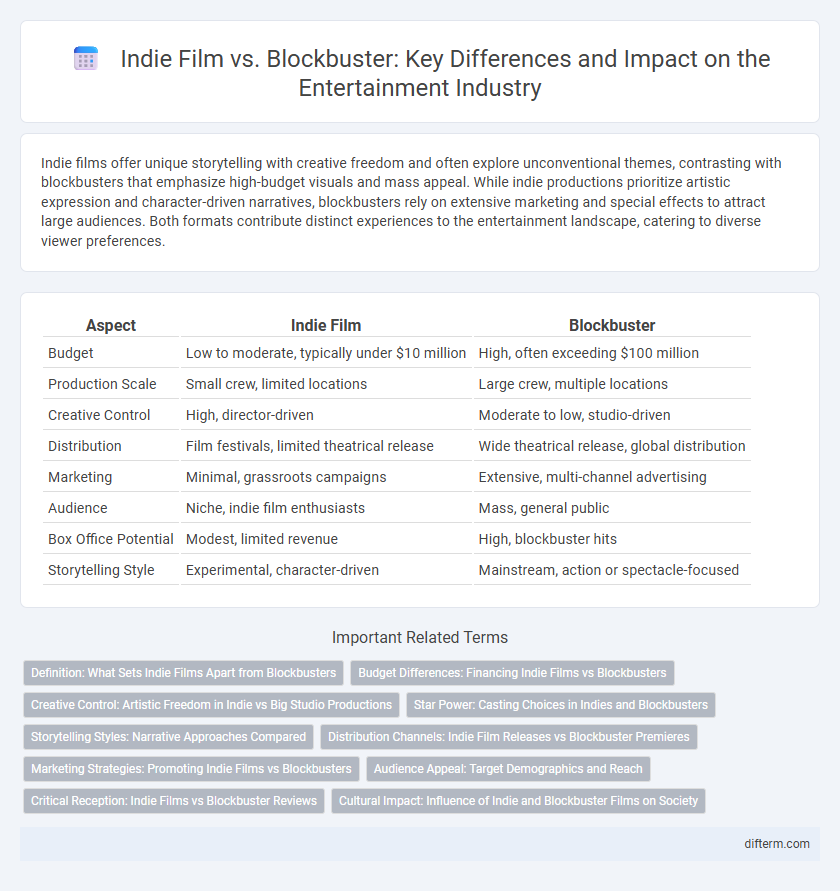 Indie Film vs. Blockbuster: Key Differences and Impact on the Entertainment Industry