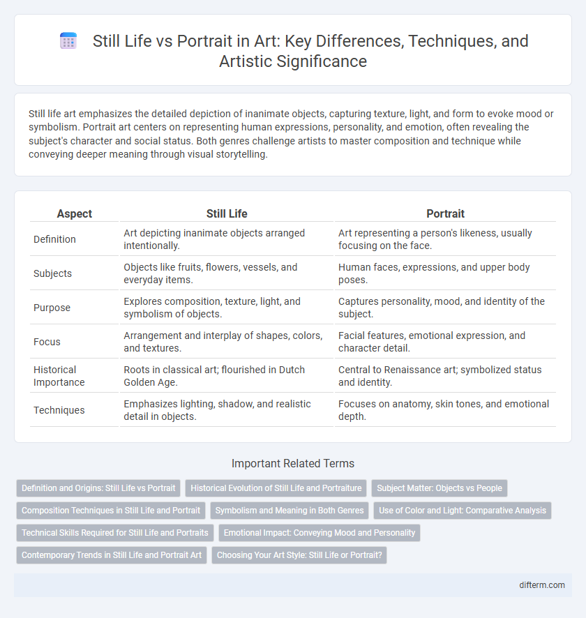 Still Life vs Portrait in Art: Key Differences, Techniques, and Artistic Significance