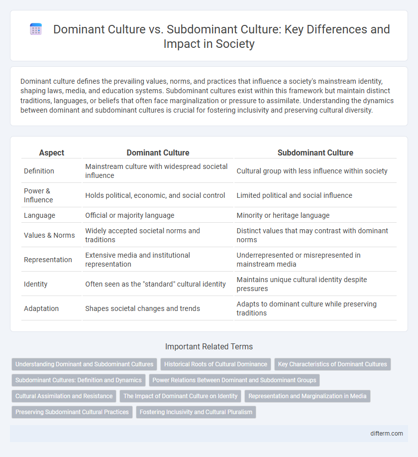 Dominant Culture vs. Subdominant Culture: Key Differences and Impact in Society