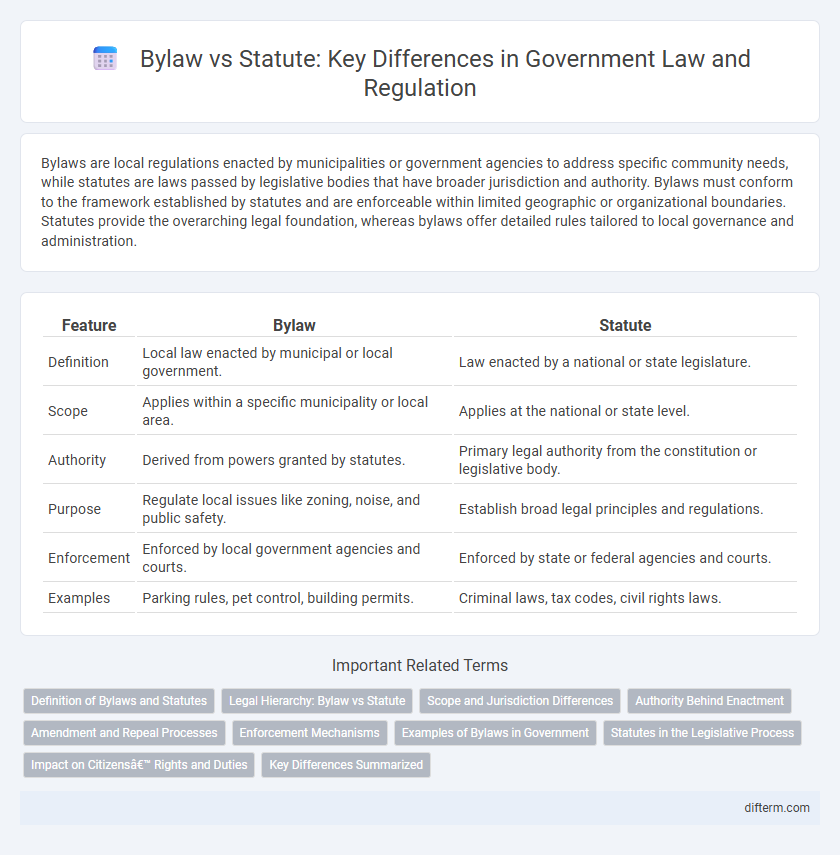 Bylaw vs Statute: Key Differences in Government Law and Regulation