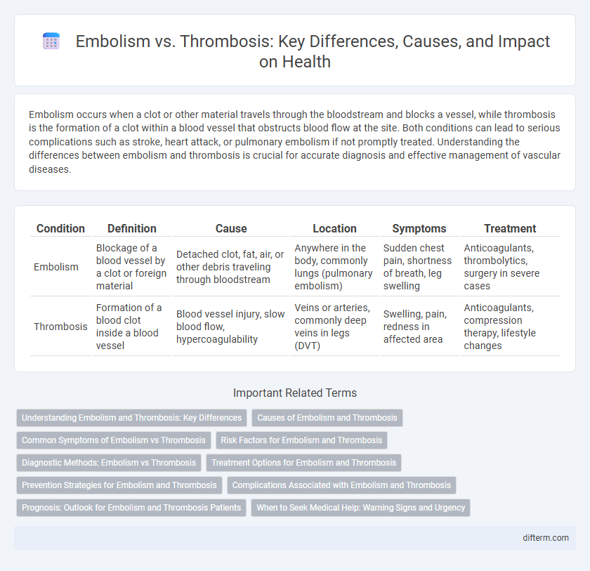 Embolism vs. Thrombosis: Key Differences, Causes, and Impact on Health