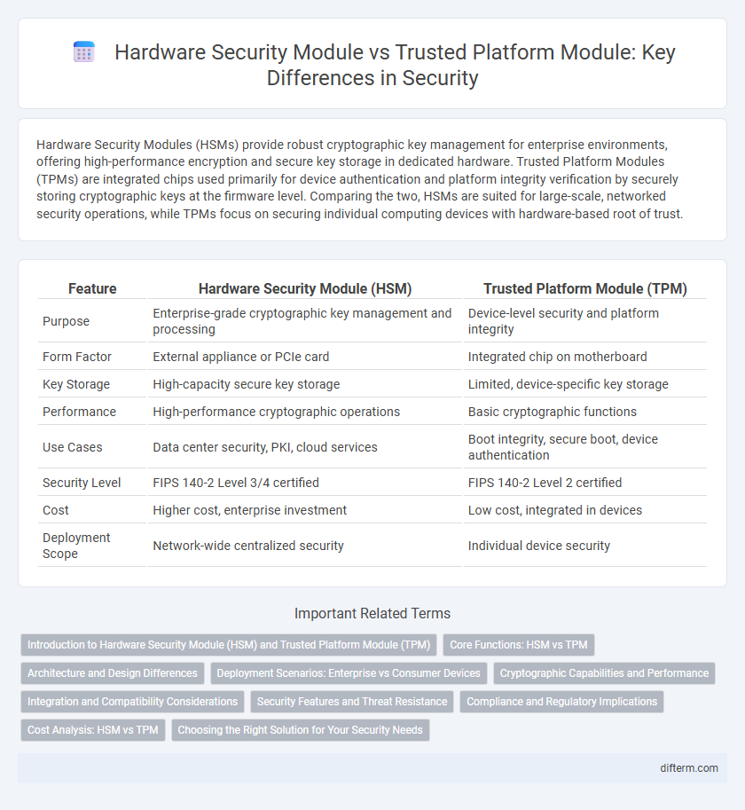 Hardware Security Module vs Trusted Platform Module: Key Differences in Security