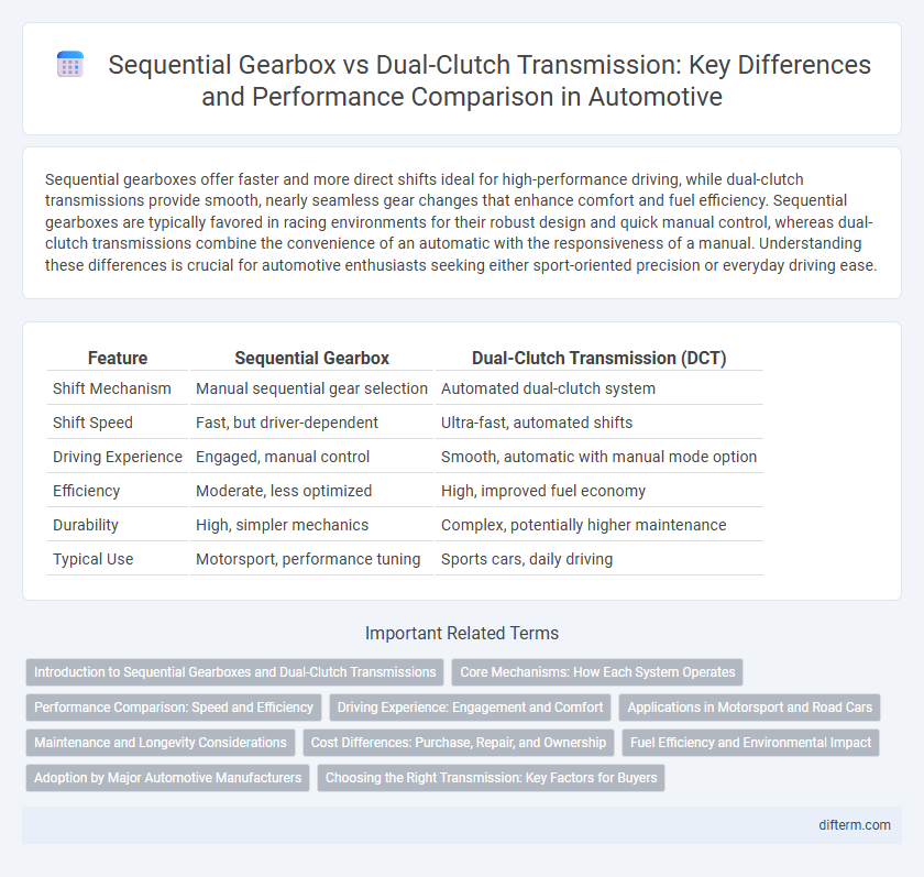 Sequential Gearbox vs Dual-Clutch Transmission: Key Differences and Performance Comparison in Automotive