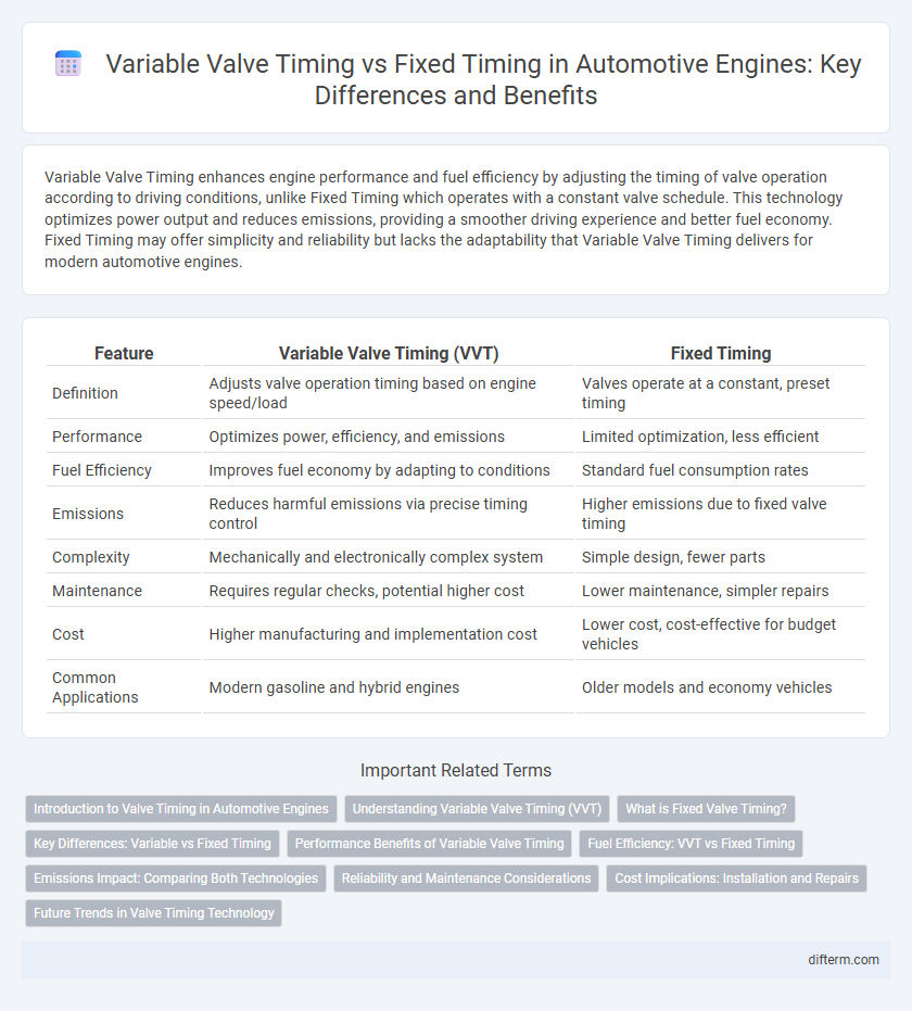 Variable Valve Timing vs Fixed Timing in Automotive Engines: Key Differences and Benefits