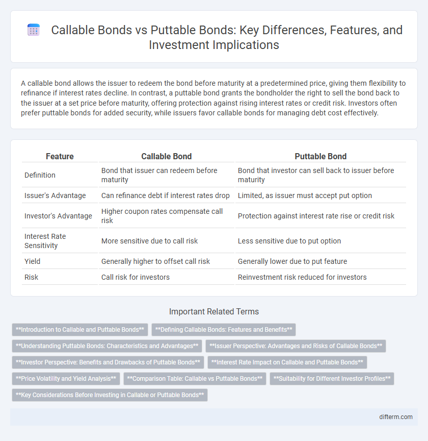 Callable Bonds vs Puttable Bonds: Key Differences, Features, and Investment Implications