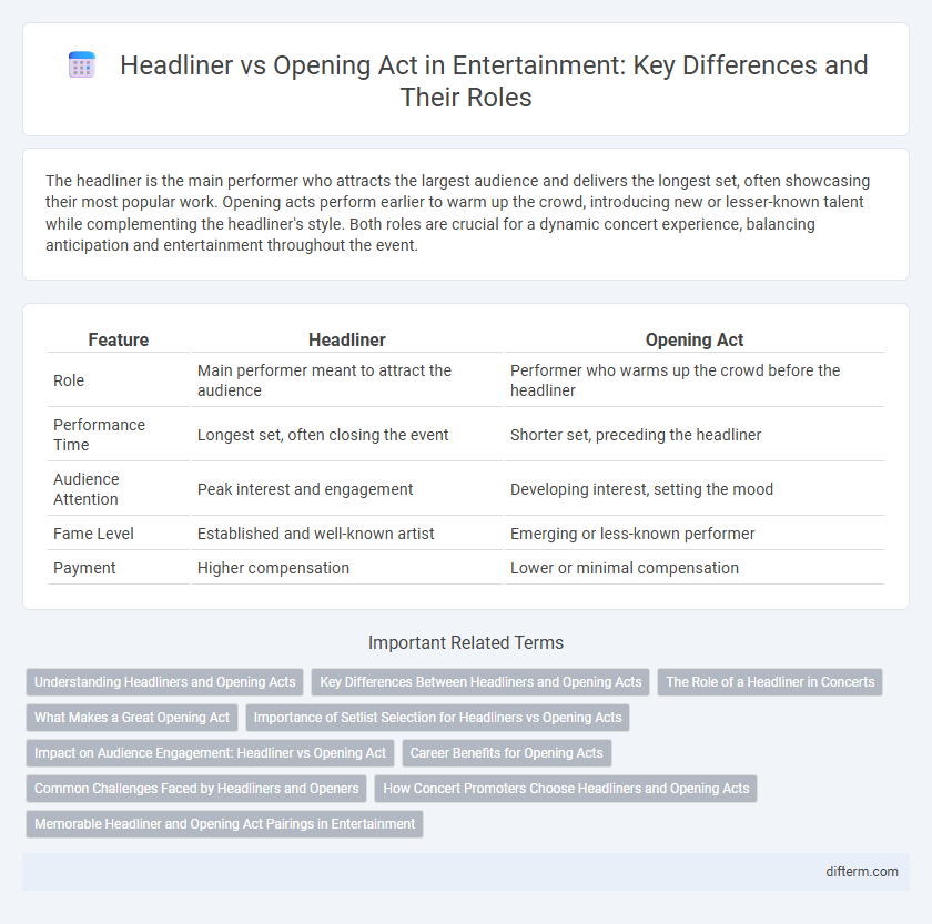 Headliner vs Opening Act in Entertainment: Key Differences and Their Roles