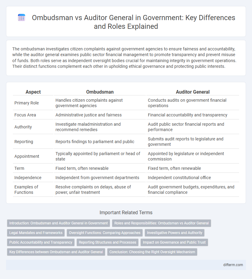 Ombudsman vs Auditor General in Government: Key Differences and Roles Explained
