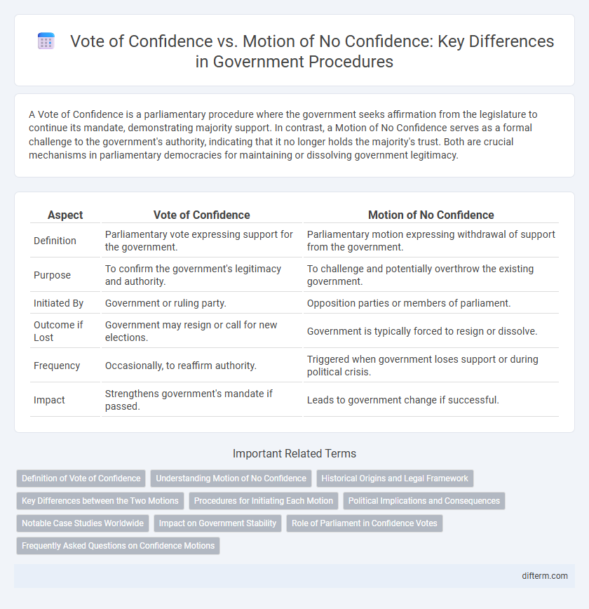 Vote of Confidence vs. Motion of No Confidence: Key Differences in Government Procedures